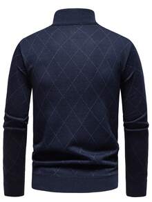Manfinity Homme Men's Plus Size Half-Zip Sweater Formal - Navy Blue - View 2