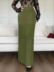 Modelyn Fashionable New Design Pleated Women's Skirt - Army Green - View 7