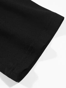 ROMWE MEN Street Life Men's Loose Fit Letter Print Long Sleeve T-Shirt For Daily Wear - Black - View 4