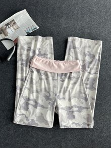 SHEIN 青少年女孩休閒日常迷彩拼接長褲 - 彩色 - 查看 6