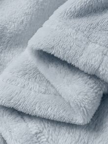 Dazy Plus Autumn/Winter Thick Plush Lace Ruffle Trim Elegant White Long Robe - Baby Blue - View 6