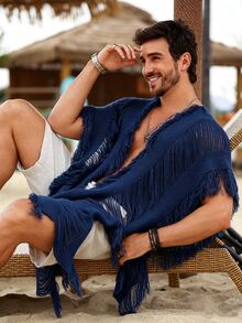 Ironwick Men's Solid Color Casual Versatile Daily Wear Cardigan - Navy Blue - View 5