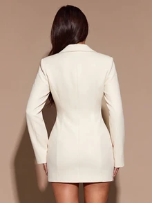 SHEIN BAE Women's Solid Color Casual Commute Travel Blazer - Apricot - View 2