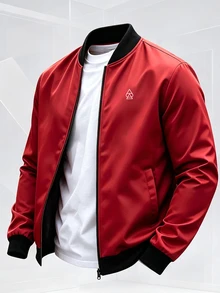 Manfinity Homme Men's Autumn Casual Versatile Commuter Jacket - Red - View 5