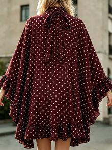 SHEIN PariChic Women's Casual Minimalist Polka Dot Daily Summer Dress - Burgundy - View 3