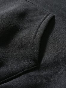 PAVTROS 男士青年街頭休閒字母刺繡連帽衫 - 黑色 - 查看 7