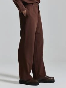Musero Straight Leg Trouser Pleat Detail Side Pockets One Back Welt Pocket Co Ord Trousers Autum Winter Essentials - Red - View 3