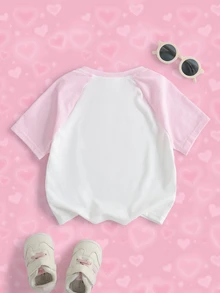THE POWERPUFF GIRLS X SHEIN Kaos Kasual Lengan Pendek untuk Anak Perempuan - Berwarna merah muda - View 2