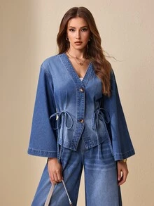 EMERY ROSE Women's Casual Versatile Denim Jacket For Daily Wear - Blue - View 9