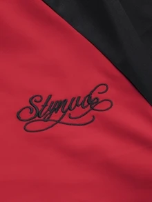 STYNVO 男士休閒刺繡撞色長袖極簡風T恤 - 紅色 - 查看 4