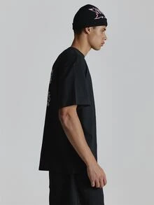 Musero Oversized Graphic Short Sleeve Tshirt Crewneck "Baroque Studios" Back Graphic Autum Winter Essentials - Black - View 4