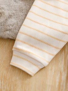 SHEIN 嬰兒男孩女孩貼身可愛動物圖案羅紋圓領長袖上衣與睡褲套裝 2件組，柔軟舒適貼身睡衣家居服，聖誕節、新年、睡衣 - 彩色 - 查看 6