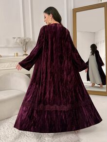Al Najma Women's Solid Color Casual Party Abaya - Red Violet - View 2