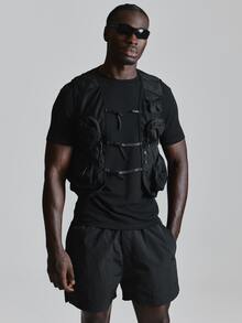 Musero Sport Running Tactical Jacket Clasp Fastening Rectangle Pockets Spring Summer Activewear - Black - View 1