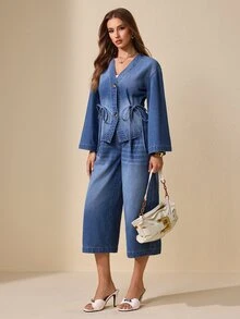 EMERY ROSE Women's Casual Versatile Denim Jacket For Daily Wear - Blue - View 13