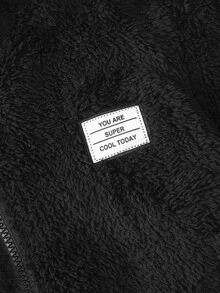 SHEIN 男童格紋連帽襯衫外套，春/秋季 - 黑色 - 查看 6