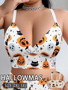 AltCore Halloween Plus Size Wireless Bra Single Piece - Multicolor - View 5