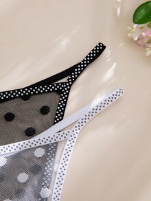 Nora Wilde 8pcs Black & White Women's Comfortable Personalized Thong Panties Set - Black and White - View 6