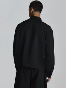 Musero Oversized Crop Long Sleeve Shirt With Multibutton Front Drop Shoulder Patch Chest Pocket Button Closure Co Ord Shirt Only Autum Winter Essentials - Black - View 5