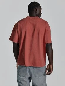 Musero Overzised Drop Shoulder Tshirt Washed Base Crew Neckline Autum Winter Essentials - Pink - View 5