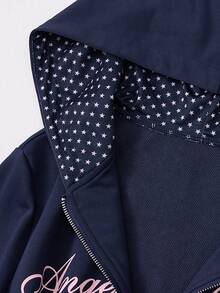 IslaSuriya New Women's Street Casual Hooded Plus Size Sweatshirt Jacket Fall - Navy Blue - View 6