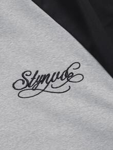 STYNVO 男士字母印花拼色休閒日常短袖T恤 - 淺灰色 - 查看 4