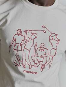 Musero Crew Neckline Short Sleeve Tshirt Front Graphic Autum Winter Essentials - Apricot - View 6