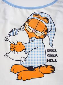 GARFIELD | SHEIN Women's Letter Print Camisole Top And Shorts Pajama Set - Blue - View 4