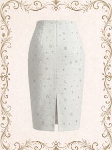 Suri Mira Women's Sequin 3D Floral Decor Fashion Versatile Skirt - White - View 7