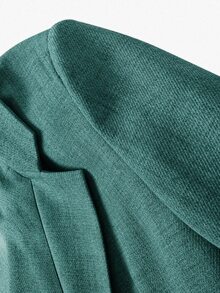 SHEIN Franclia 女款灰色條紋拼接長袖缺口領西裝外套 - 藍色 - 查看 5