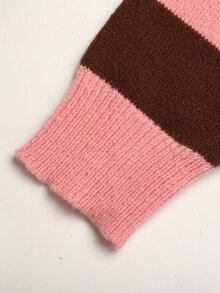 SHEIN 青少年女孩寬鬆舒適圓領長袖蝴蝶結波點開襟衫，返校季 - 杏色 - 查看 5