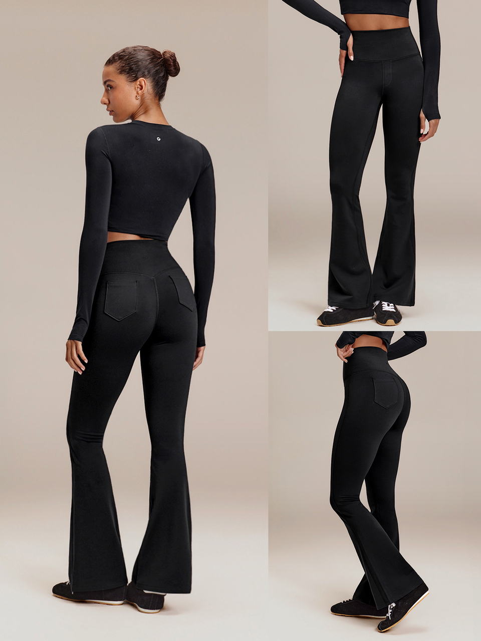31" FeatherFit™-Warm Work It Ultra-High-Rise Flare Leggings With Faux Work-Pant Details & Back Pockets Yoga Studio Daily Winter Wear