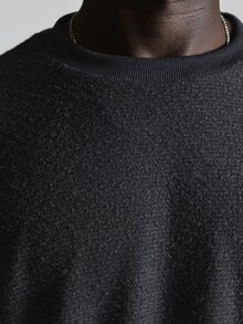 Musero Oversized Loose Fit Cut And Sew Jersey Crew Neckline Slight Drop Shoulder Autum Winter Essentials - Black - View 6