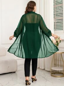 Reflora Plus Size Women's Solid Color Casual Versatile Daily Wear Shirt - Green - View 2