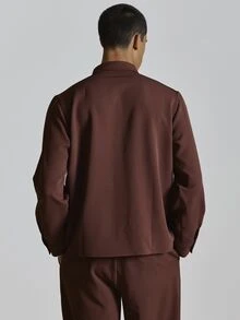 Musero Slim Fit Shirt Long Sleeve Hidden Placket Welt Pocket Detail Co Ord Shirt Only Autum Winter Essentials - Red - View 5
