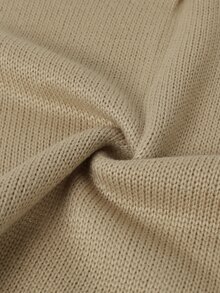 Holdful Holdful Fashionable Minimalist Versatile Small V-Neck Button Embellished Khaki Casual Commute Style Drop Shoulder Long Sleeve Pullover Sweater For Women Autumn/Winter - Khaki - View 4