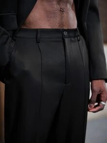 HIMLAND Men's Elegant Button Long Sleeve Jacket And Trousers Suit Set - Black - View 6