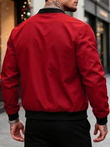 Manfinity Homme Men's Autumn Casual Versatile Commuter Jacket - Red - View 4