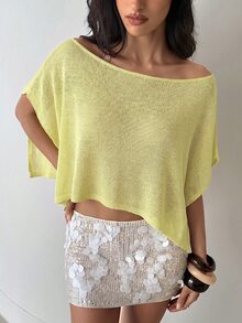 Aloruh 女款夏季海灘度假比基尼外罩衫 波西米亞風優雅套頭上衣 手編性感透視針織衫 - 淡黃色 - 查看 8