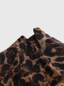 ROMWE Street Life Sexy Leopard Print Cake Asymmetrical Hem Chiffon Printed Women's Skirt - Brown - View 3