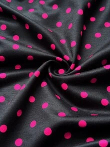 Sunspun Plus Size Polka Dot Hooded Zip-Up Sweatshirt, Autumn/Winter Fall - Hot Pink - View 4