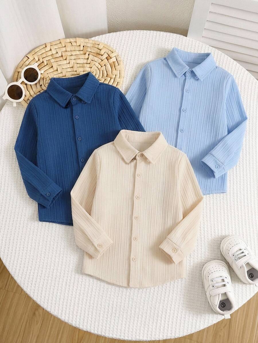 SHEIN Boys' Woven Shirt Set With Cardigan Design, Casual Comfortable For Holiday, Birthday Party, School, Wedding - Multicolor - View 1