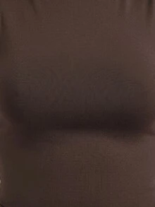 Lavishia Sexy Fitted Sheer Mesh Stand Collar Top - Brown - View 7