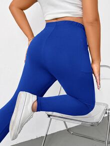 SHEIN Essnce 2件組大尺碼高腰提臀口袋緊身褲 - 彩色 - 查看 4