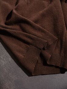 Anewsta Autumn/Winter Maillard Color Palette Multi-Color Dark Brown Sweater Women's Minimalist Slouchy Pullover Knit Top - Brown - View 8