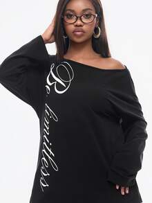Vadaroq Women's Letter Print Casual Everyday T-Shirt - Black - View 3
