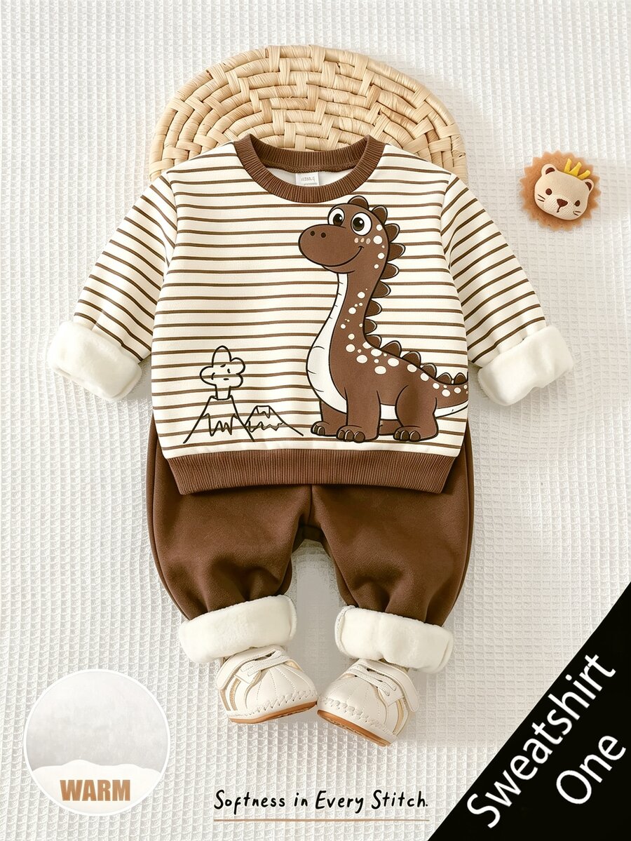 Infant Round Neck Casual Pullover Sweatshirt - Multicolor - View 1