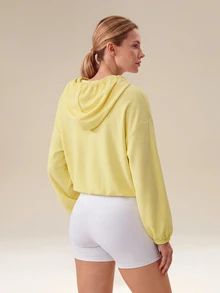 OutZeal Women Sports Jacket Gym Yoga Casual Soft Zip Up Hooded Jacket - Mustard Yellow - View 7