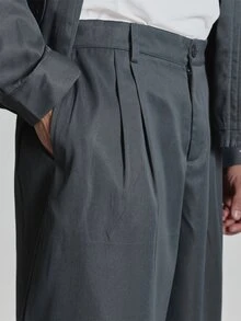 Musero Barrel Leg Cropped Tailored Pant Side Pocket Pleat Detail Co Ord Trousers Only Autum Winter Essentials - Grey - View 5