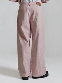 Washed Red Textured Gradient PU Trousers 5 Pocket With Brown Musero Leather Patch Co Ord Trousers Only Autum Winter Essentials - Pink - View 4